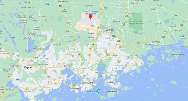 Mapa lotnisk w Helsinkach