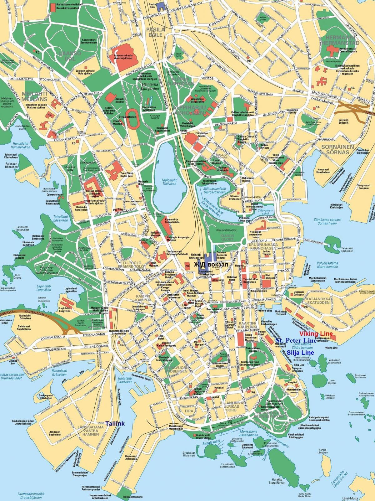Helsinki - mapa miasta
