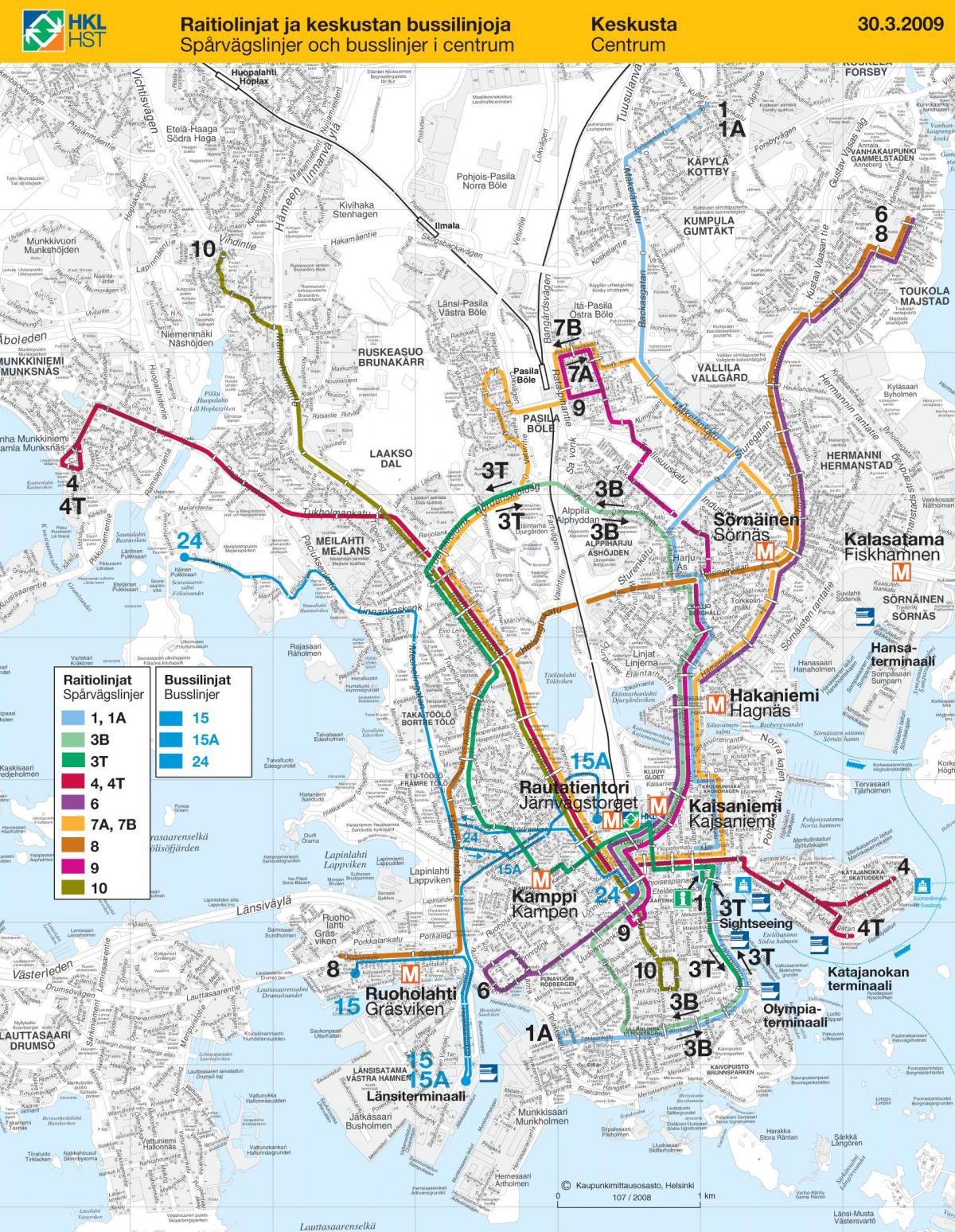 Mapa transportowa Helsinek